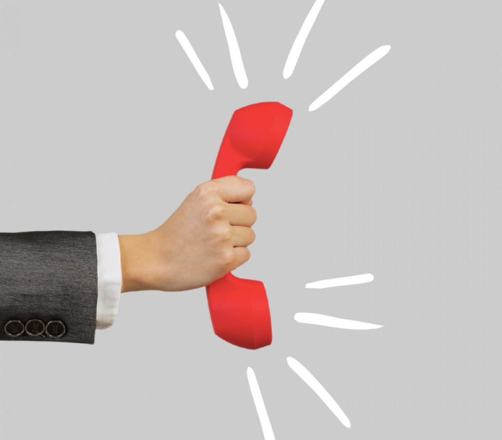 Telefonhörer mit Achtung strichen